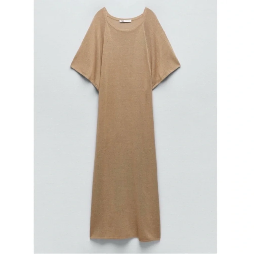 NWT Zara Elegant Tan Knit Dress - Picture 5 of 6
